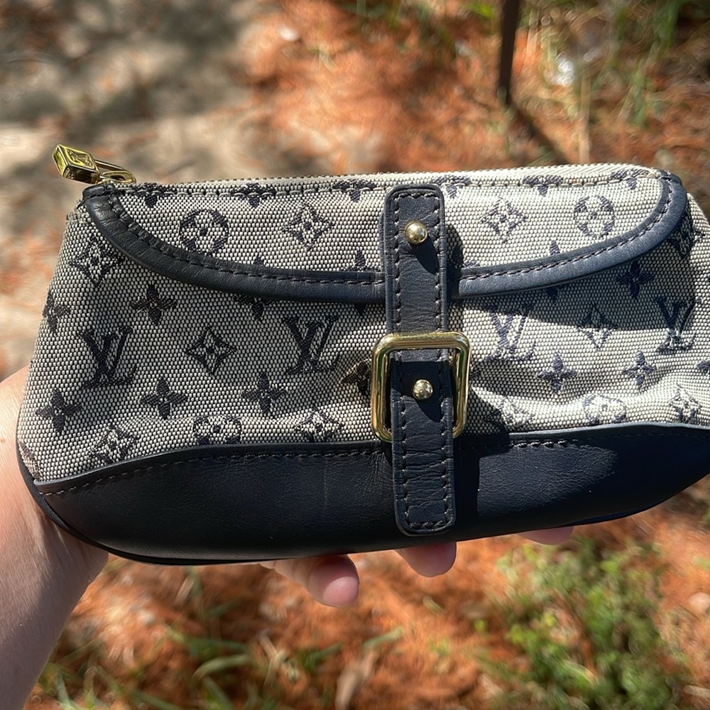 Authentic Vintage Louis Vuitton Monogram Mini Lin Anne Sophie Pouch/Clutch Navy - Picture 13 of 17